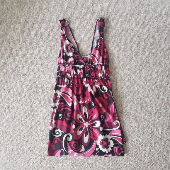 Y2k sparkly long pink flowy floral tank - Picture 3 of 7